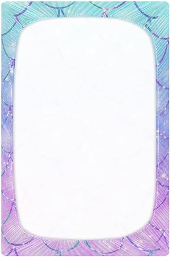 Miniatura 3 de Sábanas de cuna con escamas de sirena para bebé, sábanas suaves y transpirables, lavables a máquina, sábanas para cuna para niños, niñas y niños