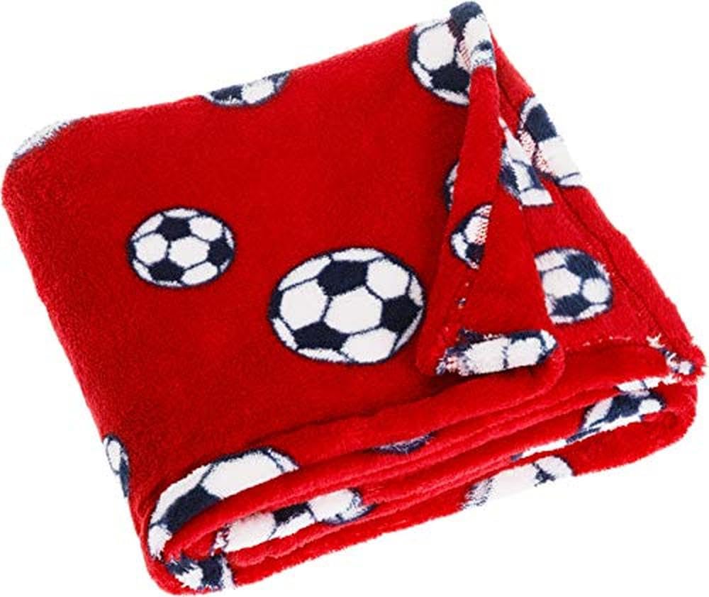 Playshoes Baby Soft Fleece Football Nursery Blankets, Blue, 75 x 100 cm / 29.5 x 39.4 Inch