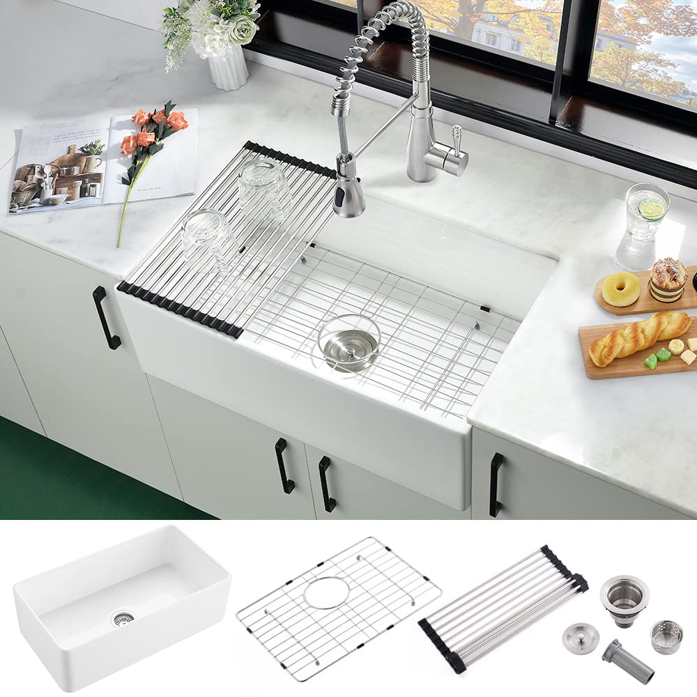 Buy 36 Inch Farmhouse Kitchen Sink iAnomla 36x18 Inch White Fireclay