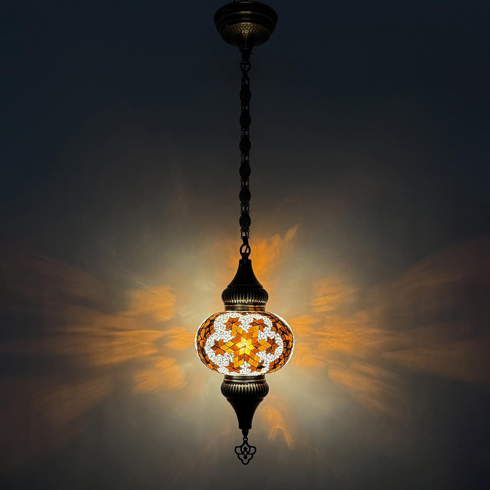 Lampada a Sospensione in Mosaico Turco da 7 Pollici, Lampade da Soffitto Marocchine, Lampadario Bohemien per Ingresso, Cucina, Soggiorno, Balcone, caffè, Bar,Marrone