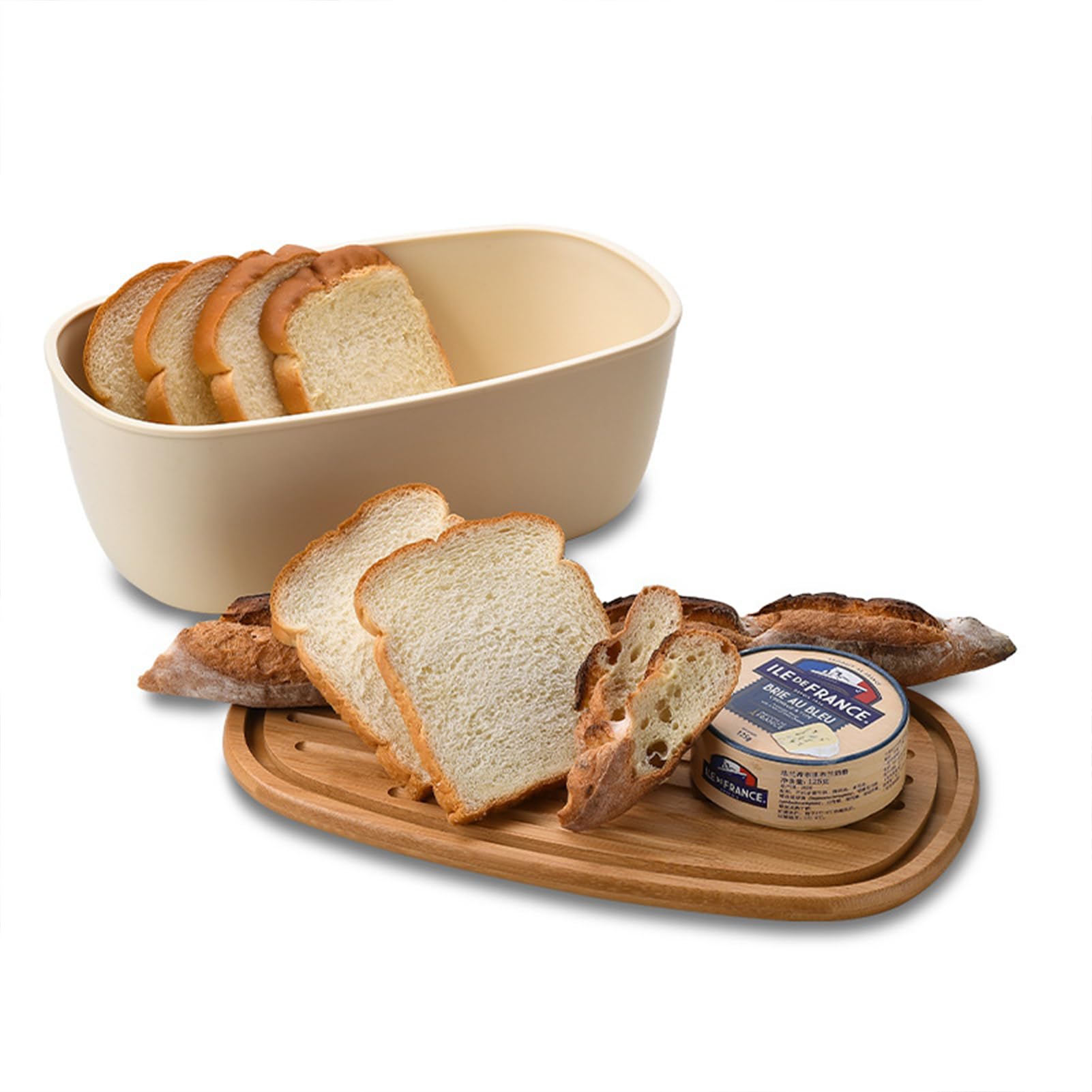 Paneras con tapa de bambú, panera con tabla de cortar, panera grande, panera de cocina, panera con tapa, cesta de pan moderna para una frescura duradera (rectangular)