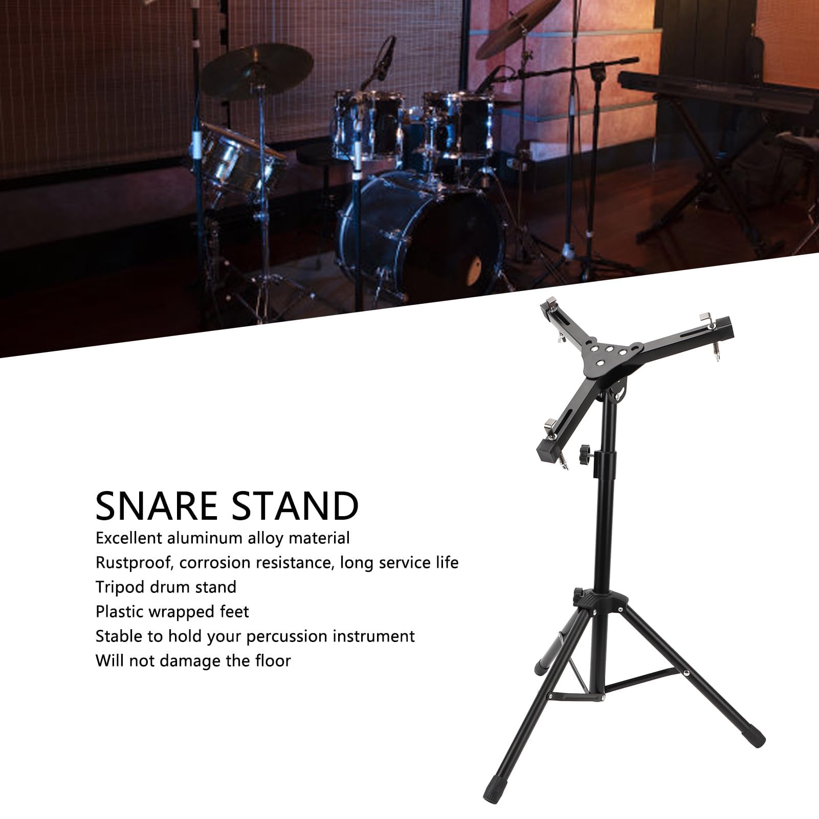 Supporto per Rullante Supporto per Rullante Pieghevole Treppiede per Rullante Regolabile Accessori per Strumenti Musicali in Lega di Alluminio