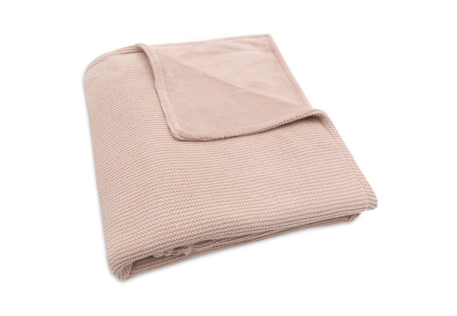 Jollein 517-522-67068 Children's Knitted Blanket with Fleece Basic Knit Pink (100 x 150 cm)