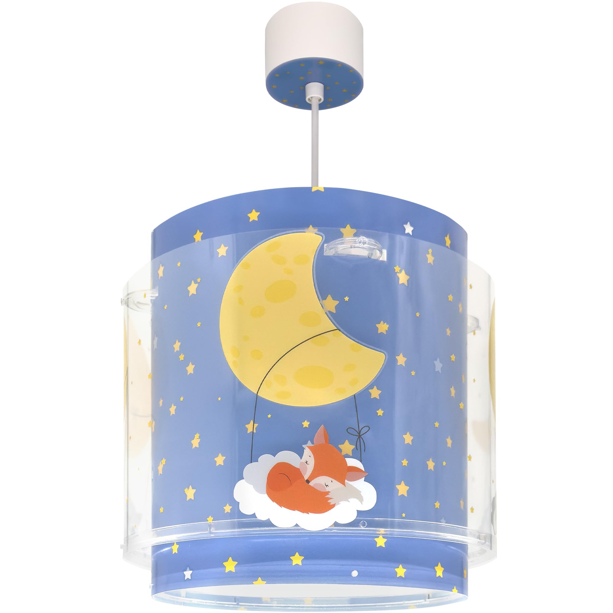 Dalber Lámpara Techo Colgante Infantil Luna Estrella Azul 76632M E27 | Incluye difusor de luz inferior extraible; Habitación niños; lámparas infantiles; Moon Dreams