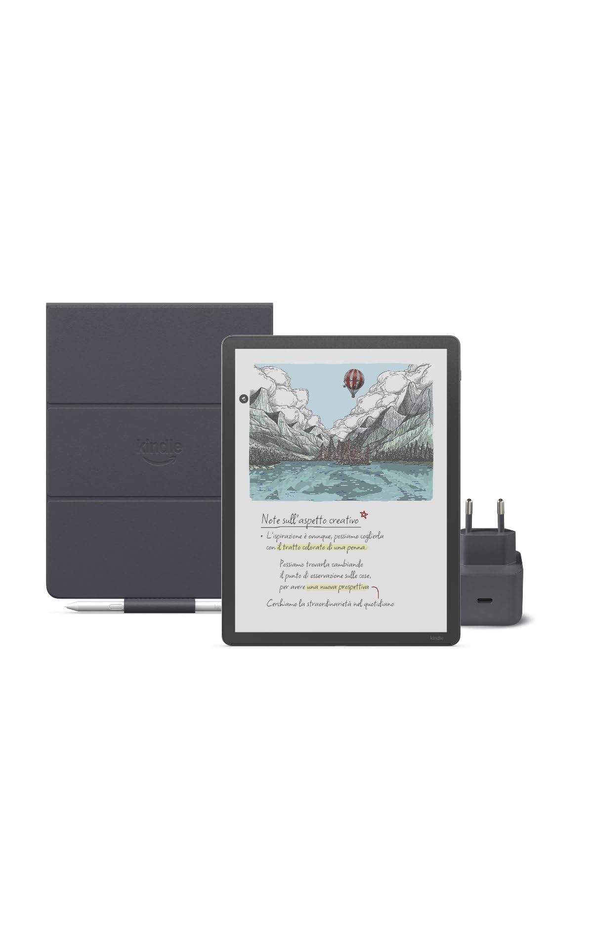 Amazon Kindle Scribe Colorsoft 64 GB (Grafite) + Penna Premium + Custodia | Materiali di origine vegetale (Grafite) + USB-C Caricabatterie