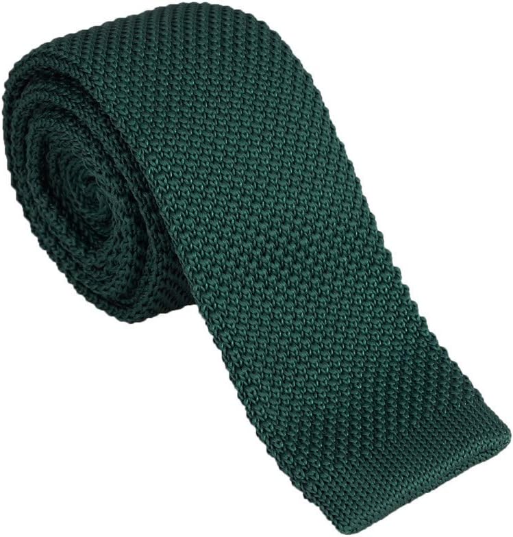 Dan Smith Mens Slim Knit Neck Ties Polyester Skinny Knit Narrow Tie Blue Green Knit Tie Dark Green-dao3e01o