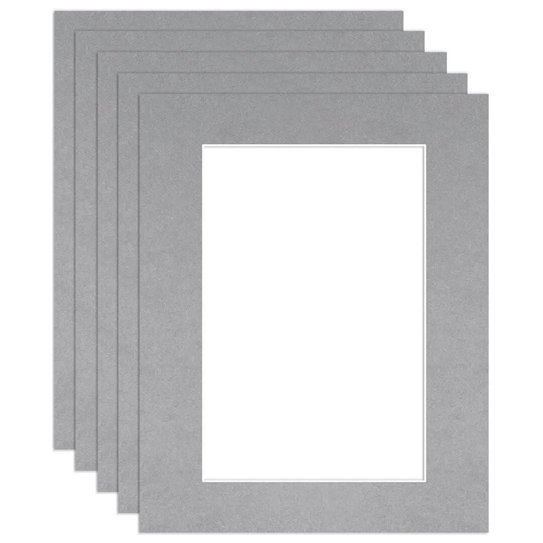 Procut Global 20x16" Silver Picture Mounts to Fit 15x10" Aperture - Precision Cut Cardboard Photo Mount - Ideal for Frames, Prints, Artwork & Certificates - Sizes & Colours Available - 5 Pack — image 1