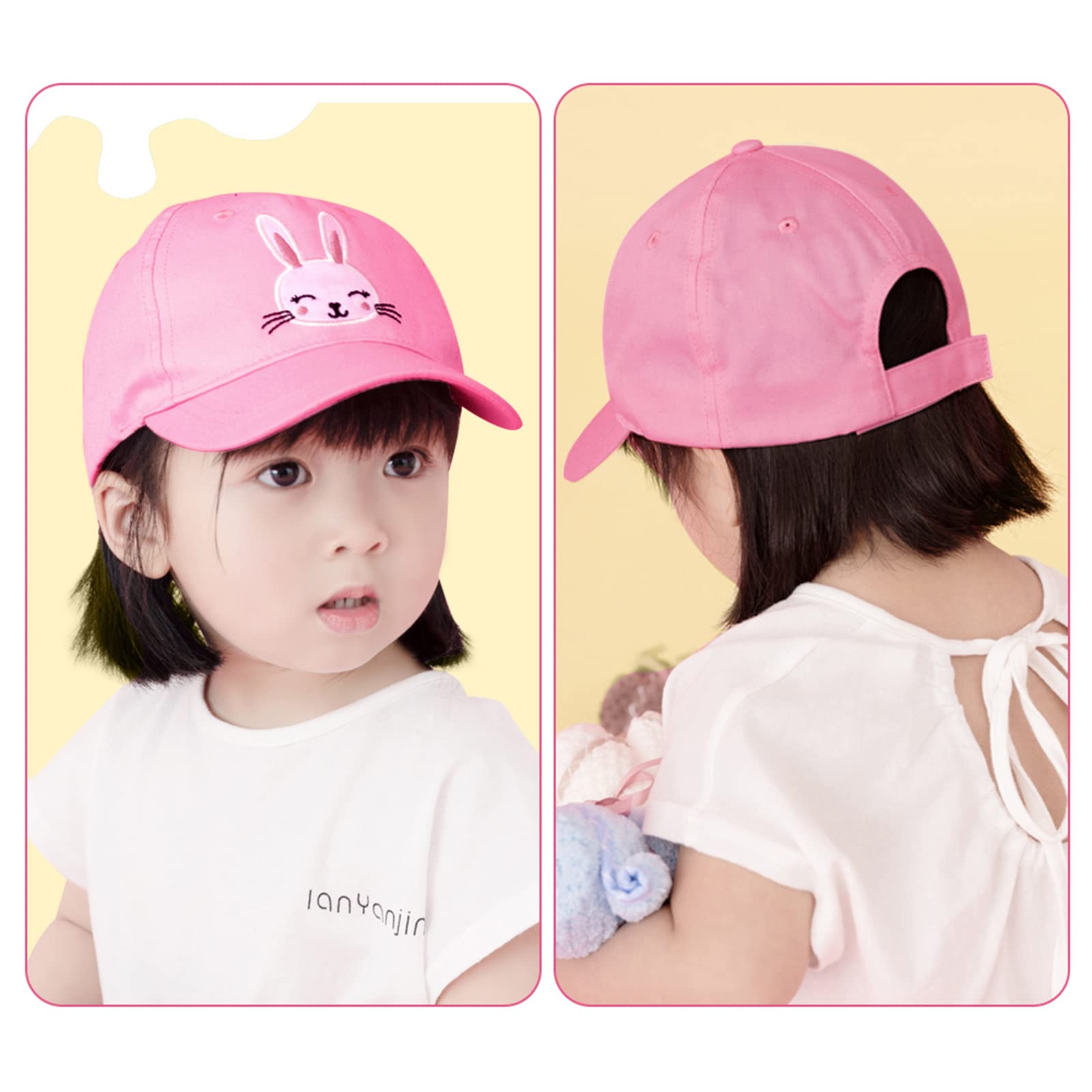 XIAOHAWANG Coton Enfant Casquette Broderie Ours Lapin Chapeau pour Bébé Fille Garçon Chapeaux De Soleil 6 Mois-10 Ans - 5