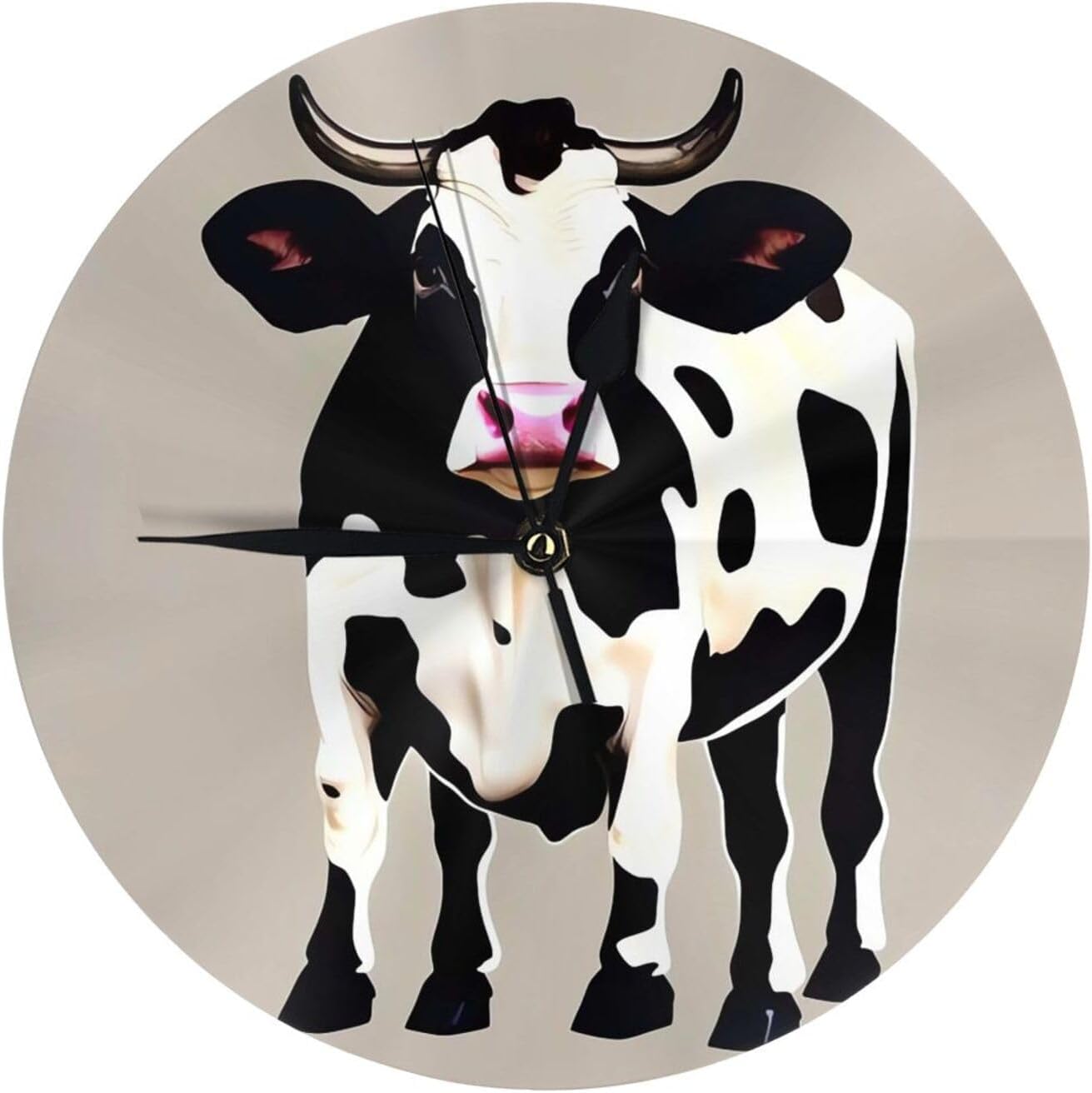 Cow Black spot Wall Clock 10 Inch Battery Operated Silent Non-Ticking Round Classic Wall Clocks Decorative Small Analog Clock for Kitchen, Living Room, Office, Bathroom