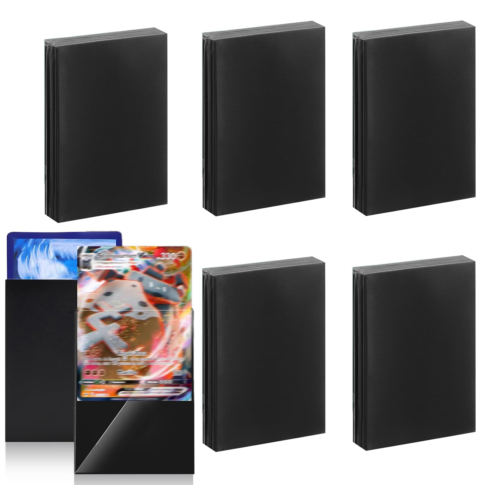 Hikrxya 500 Pcs Black Soft Trading Card Sleeves