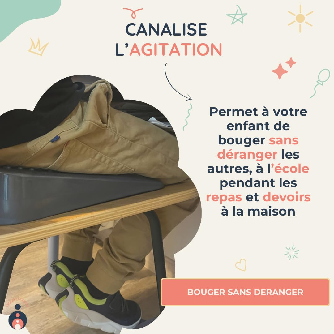 Kit Équilibre Enfant | Coussin Gonflable de Concentration + Élastique de Chaise + Pompe | Aide TDAH, Posture, Gestion de l’Agitation et Attention (dès 3 Ans)