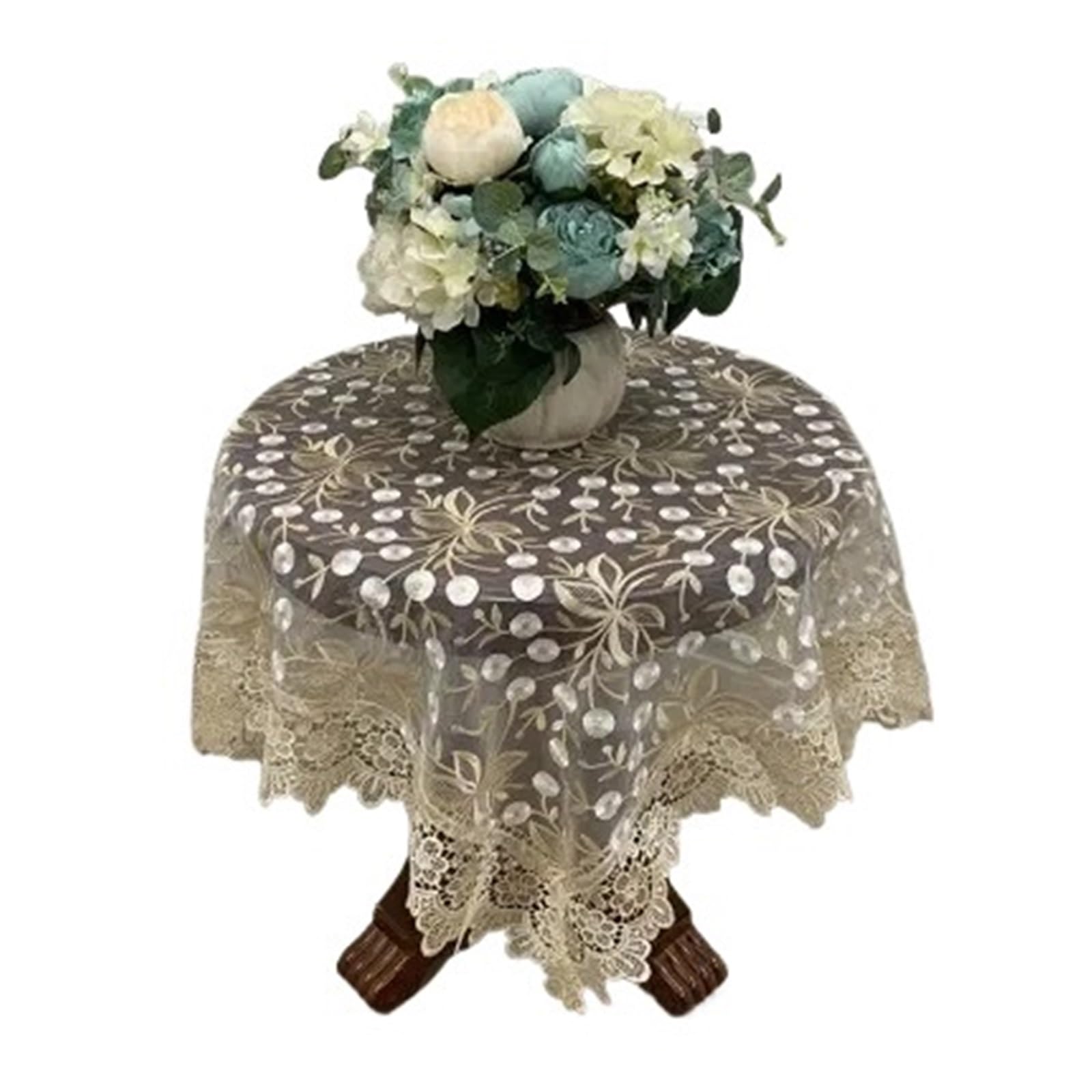 SHENJMAI Vintage Lace Table Table Cloth Round Tablecloth Lace Dining Cover Embroidered Home Mat Decoration(Color10,Diameter 175cm Round)