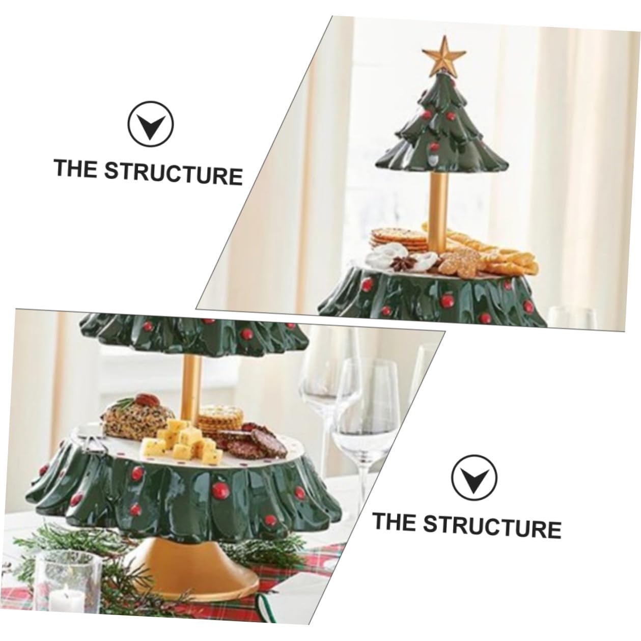 Espositore per Snack Natalizio in Resina Sicura Vassoio Portaoggetti Multifunzionale per Dolci e Piatti per Spuntini Decorazione da Tavolo per Feste di Natale e Celebrazioni