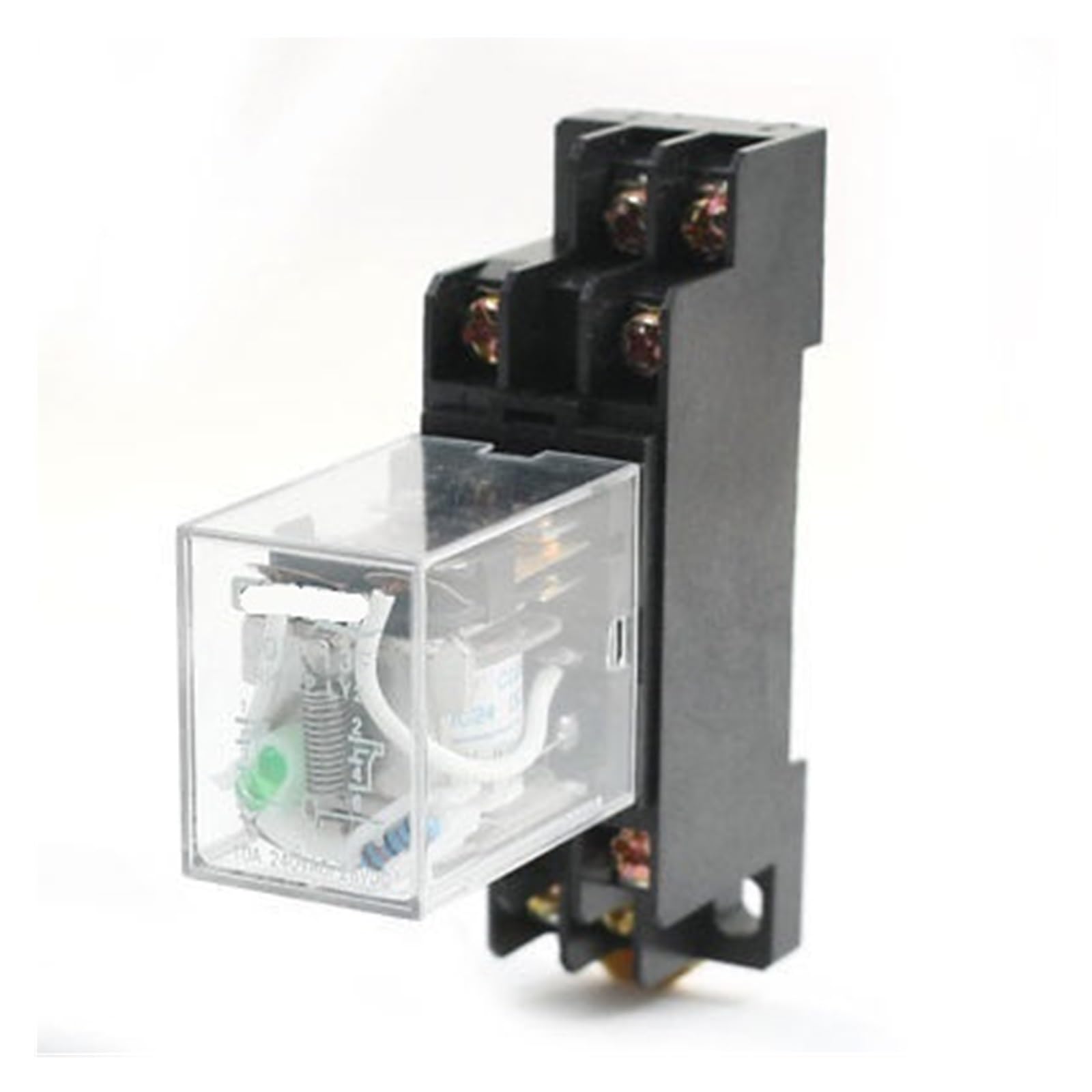 Relé DPDT 8 pines con base para solucionar fallas de control eléctrico en 24V 3