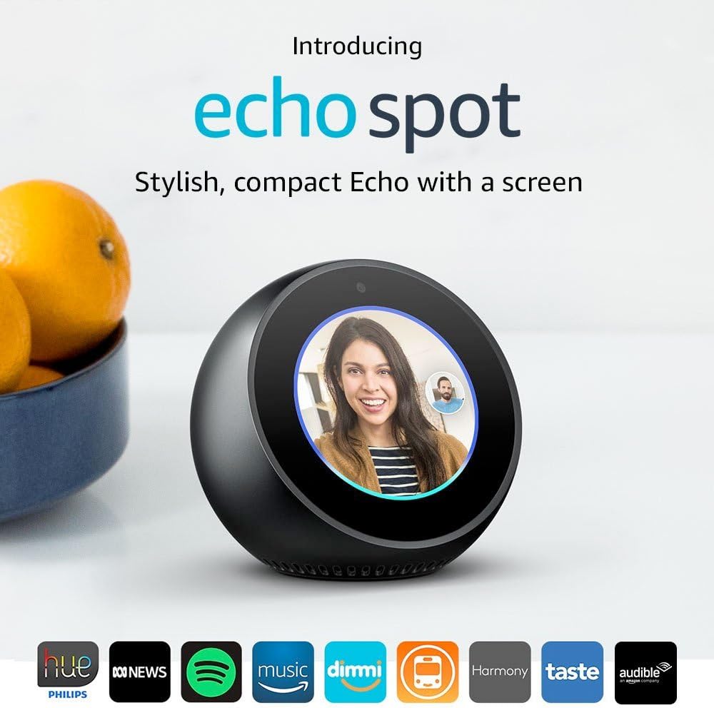 Amazon Echo Spot Smart Alarm Clock with Alexa Black Amazon Devices