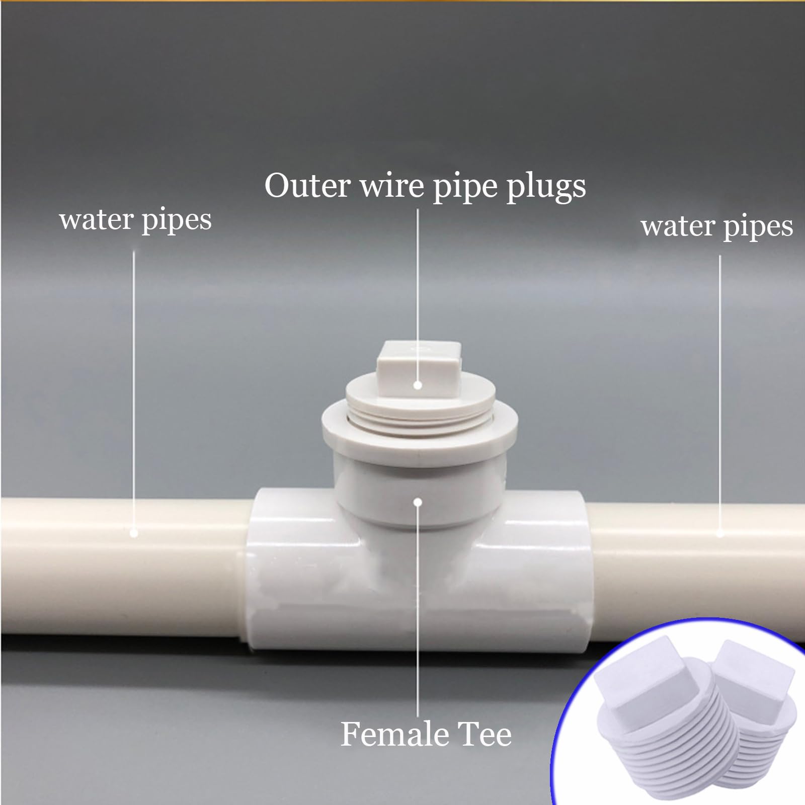 12-Pack 3/4 Inch NPT Male Thread Plugs — PVC Pipe End Caps For Water Heater Drain, Irrigation, Cold Water Systems (White)