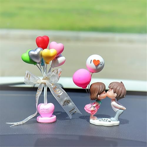 Miniatura 7 de Lindos adornos de coche para parejas, dibujos animados, decoraciones de tablero (1 par + globo 05)