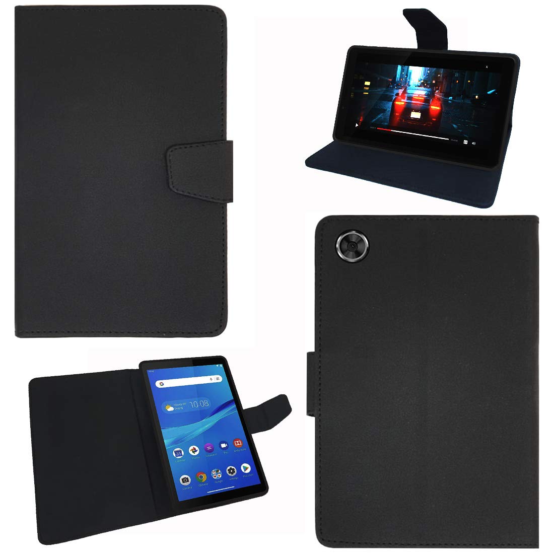 ZaomaArtificial Leather Flip case Cover for Lenovo Tab M7 (2nd Gen) TB-7305F / TB-7305I / TB-7305X 7 inch Tablet - Black