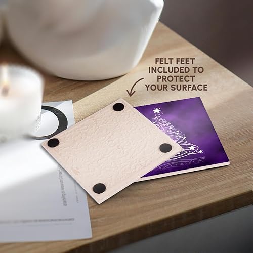 Miniatura 4 de 3dRose Árbol de Navidad brillante en púrpura - Posavasos de azulejos de cerámica, juego de 4 (CST_128256_3)