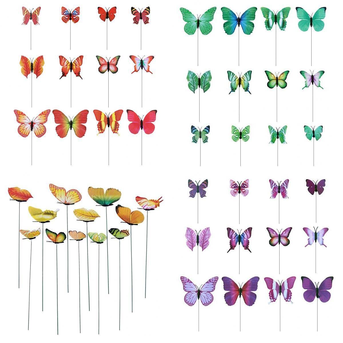48 Pieces Garden Yard Planter Butterfly Stakes Lawn Decor Ornament Art Decor |48 Pieces of Butterfly Stakes-image-2