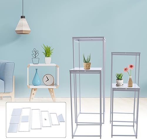 Miniatura 3 de DouSeiAi 4 piezas de soporte de flores de boda, centros de mesa de metal para mesas, florero de plantas de flores, jarrón blanco alto, columna,