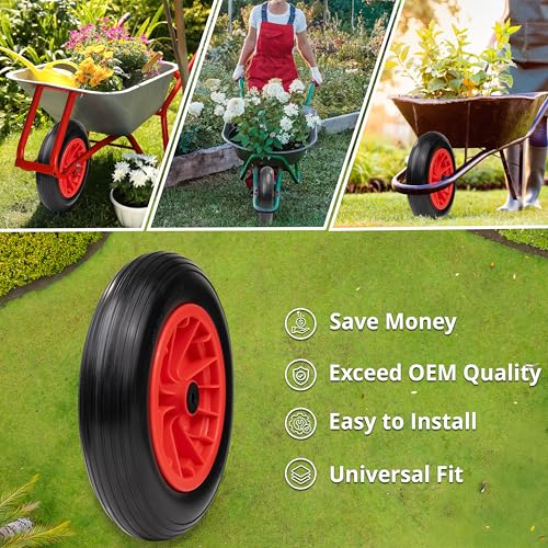 Crystals 14"/35cm Wheelbarrow Wheel Tyre 3.50-4.00/8 – Heavy Duty PU Rubber Puncture Proof Replacement Wheel for Trolley, Garden Cart, Go Kart, Barrow, Trailer, Truck – Red 2 Crystals 14"/35cm Wheelbarrow Wheel Tyre 3.50-4.00/8 – Heavy Duty PU Rubber Puncture Proof Replacement Wheel for Trolley, Garden Cart, Go Kart, Barrow, Trailer, Truck – Red - Image 2