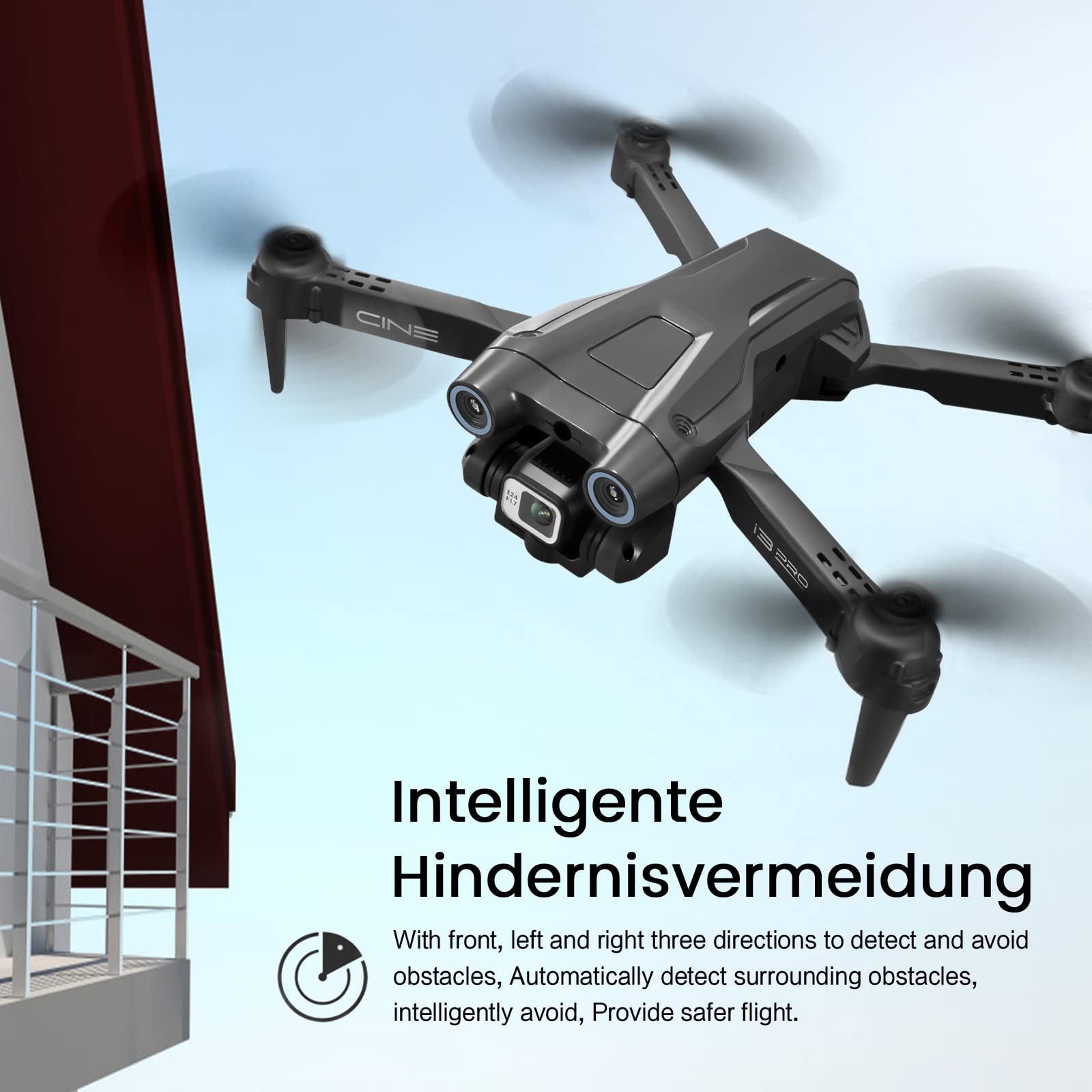 Drone con doppia fotocamera 4K HD per bambini e adulti - Droni quadricotteri RC con evitamento intelligente degli ostacoli, tenuta in altitudine, giocattoli regali per principianti (Nero)