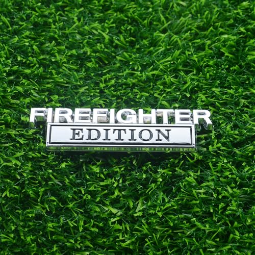 Image of 2pcs Firefighter Edition Emblem 3D Metal Decal Car Logo Badge Fit for Pickup Truck Car Truck Motorcycle 150 250 350 (Silver Black)