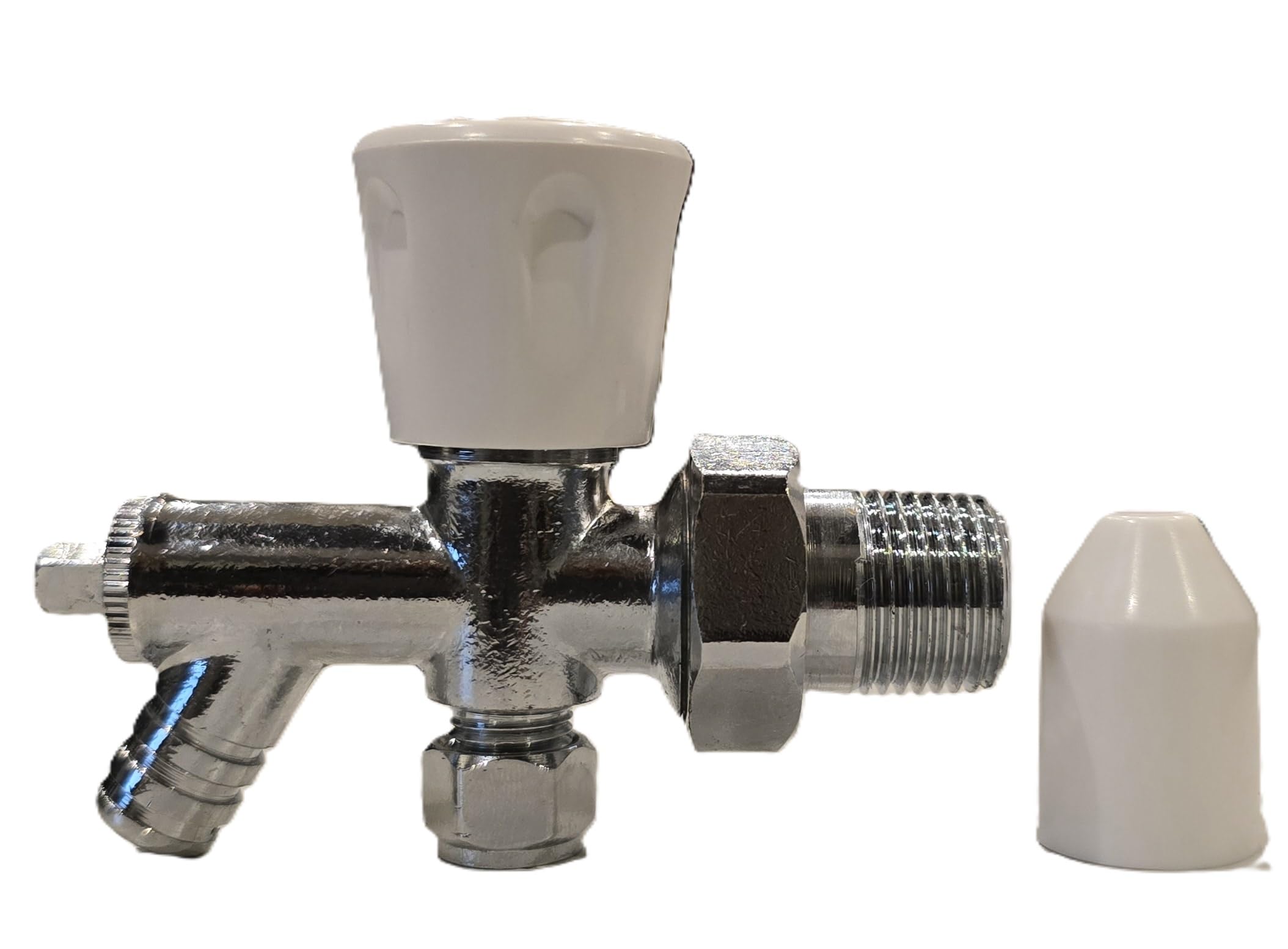 Classic Manual Lockshield Wheelhead Radiator Valve Angled 8mm with drain off