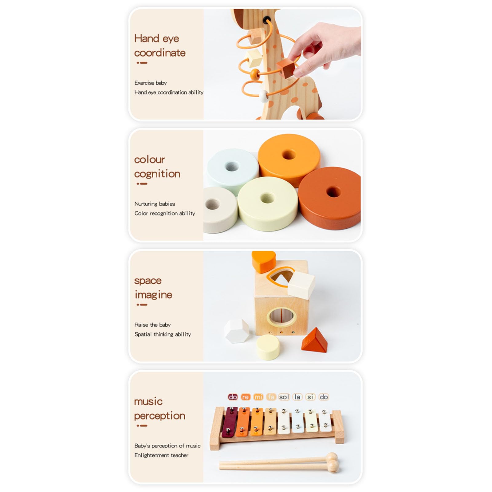 Premium Holz-Schlaginstrumenten-Set, Interaktive Kleinkinder-Musikinstrumente für , 16 X 8,3 X 8,3 cm