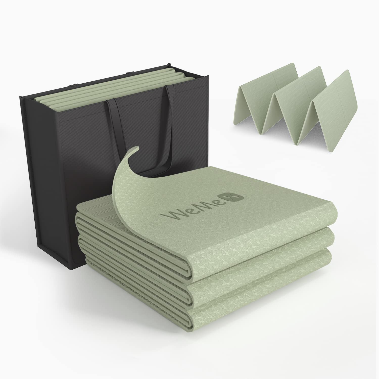 Yoga Mat 72"X24" WeMe TPE Exercise Yoga Mat 4mm/6mm/8mm Thick -2024 New Training Folding Mat Fitness Mat for Women, Men & Children,Non-Slip High-Density Eco Friendly for Pilates Mat with Storage Bag