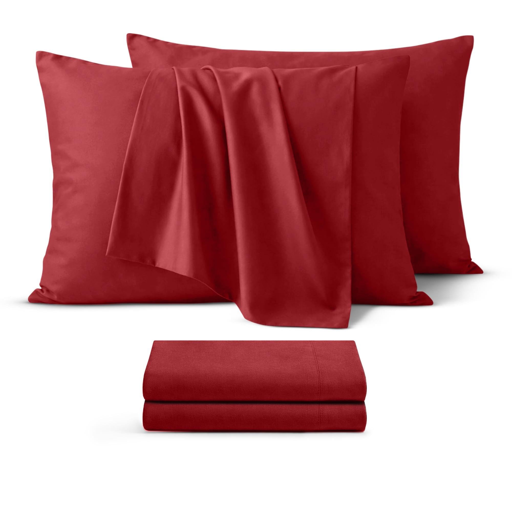 BEDIO Burgundy Pillow Cases 2 Pack (Pillows Not Included) – Standard Size 100% Brushed Microfiber Pillowcases with Envelope Closure Pillow Covers (50x75 cm)