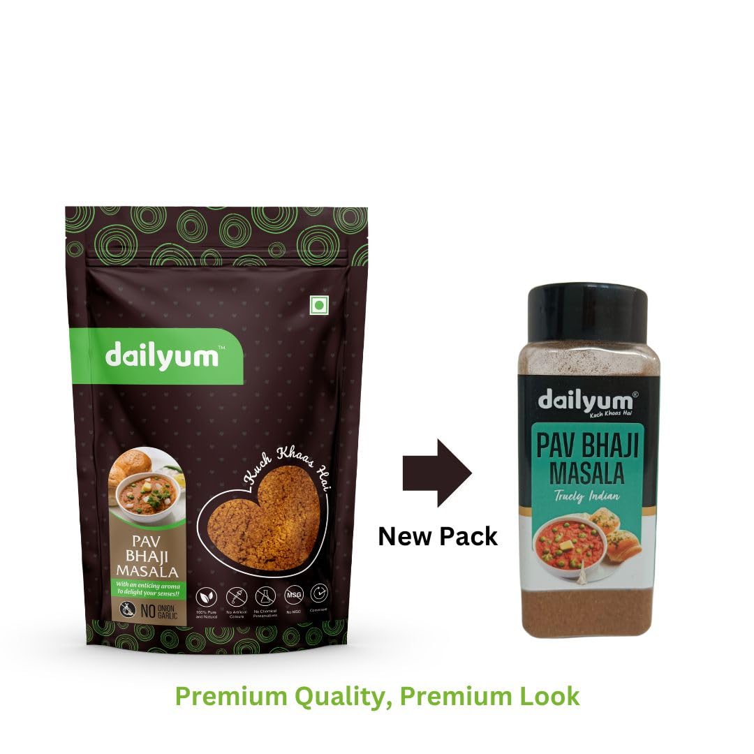 Dailyum Jain Pav Bhaji Masala | Preservative Free | Ready to Cook | Spice Mix | Easy to Cook | Pack of 4 | 80 Gram Each 4