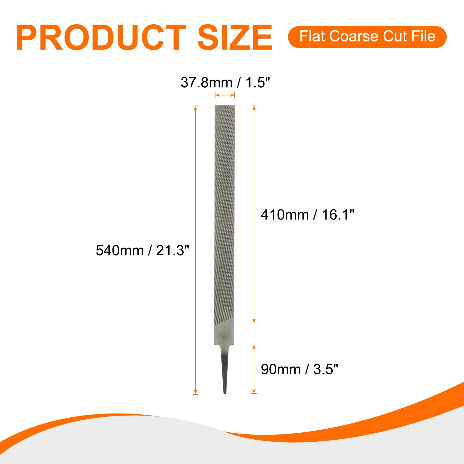sourcing map Lima plana de corte grueso de 45,7 cm, dientes de doble corte, acero de alto carbono, lima de escofina manual sin mango para quitar desbarbado de madera y metal