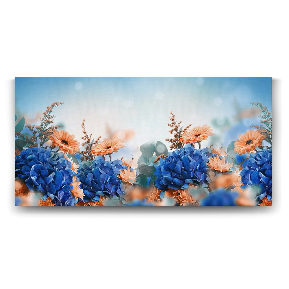 Papatya ve Ortanca Çiçeği Tablosu - 120x60cm