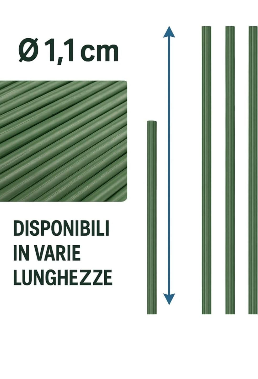 Generico Set di 20 Supporti per Piante – Tutori in Acciaio Plastificato di Varie Misure – Pali per Pomodori, Bastoni e Paletti per Orto e Giardinaggio – Accessori per Vasi e Fioraio (180)