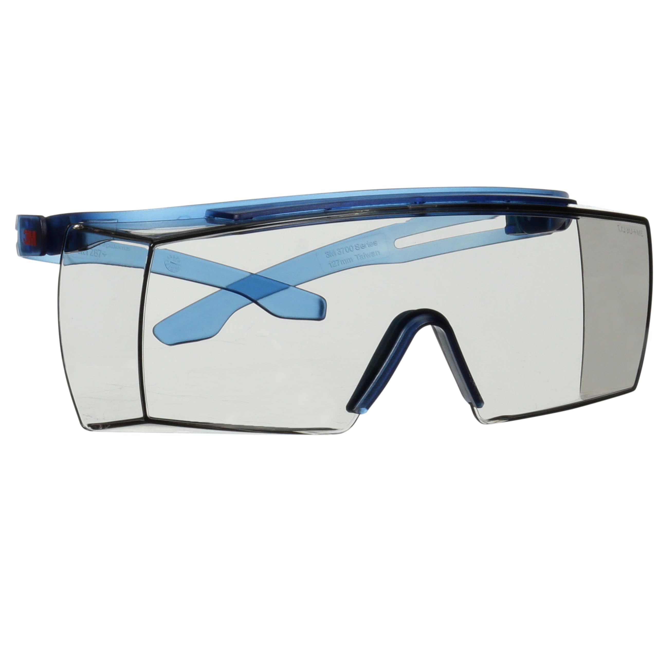 3M Safety Glasses, SecureFit 3700 Series, Pack of 1, Anti-Scratch, Fits Over Glasses, Indoor/Outdoor Gray Lens, Blue Temple