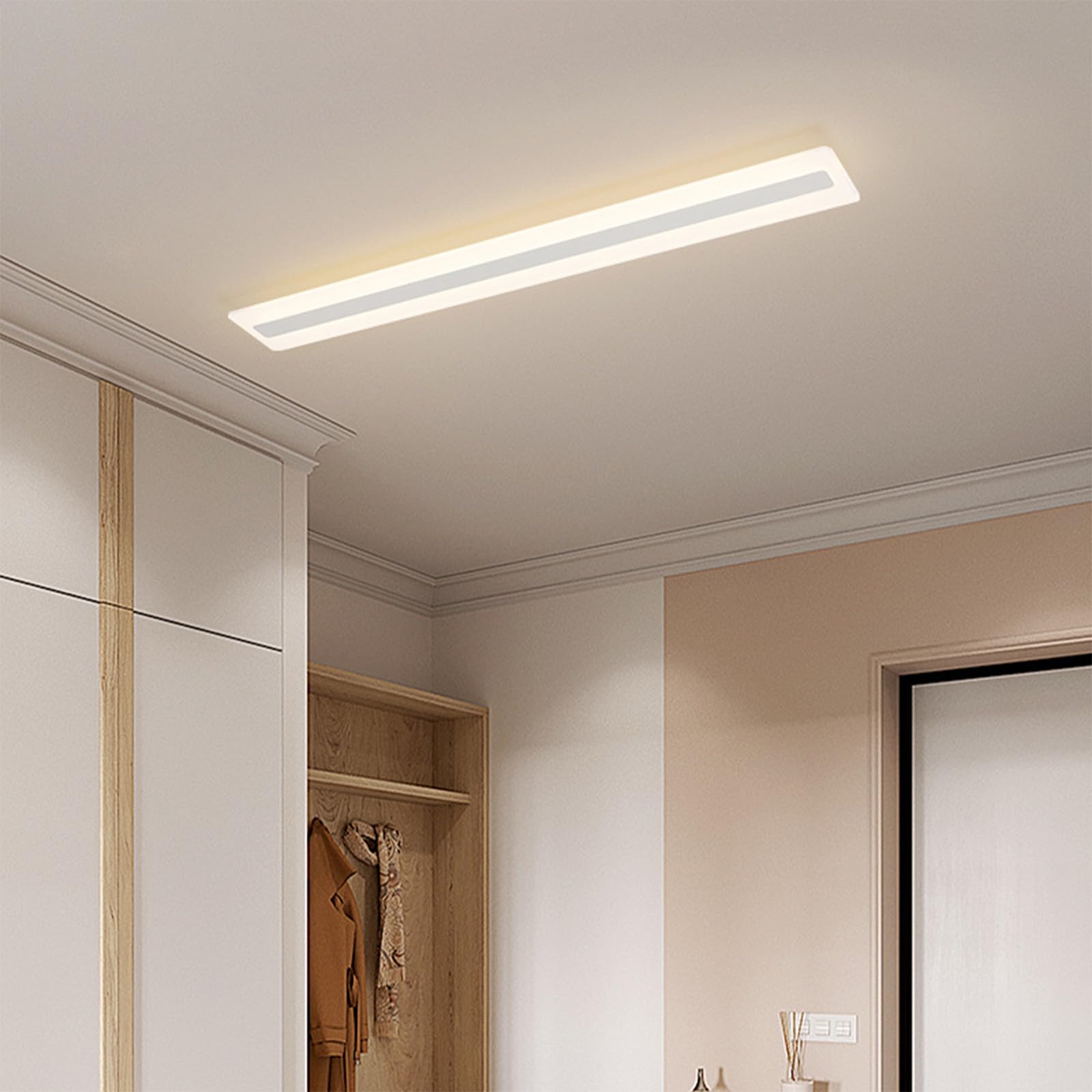 TZSMUM LED Deckenlampe 78cm – 3 Farbtemperaturen (3000K/4000K/6000K), Schwarz/weiß/gold, Für Wohnzimmer & Schlafzimmer