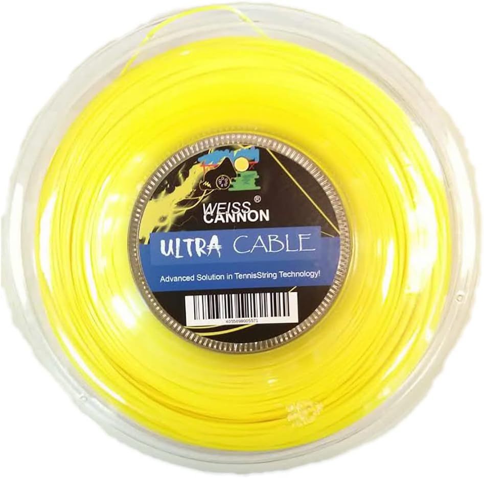 Weiss Cannon Unisex - Adult Ultra Cable String Roll 200m Yellow Tennis String, Yellow