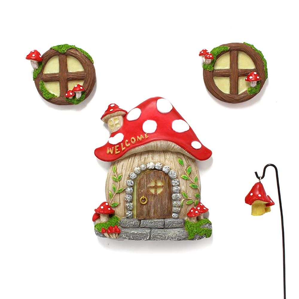 Miniaturowa wróżka Drzwi ogrodowe GNOME Outdoor Statuetki Wróżka Akcesoria ogrodowe Dekoracja, Drzewo Twarz Zewnętrzna Dekoracja Ścienna Ściana, Ogród Sztuka Rzeźba Statuetki Ornament Prezent Świecący w ciemności