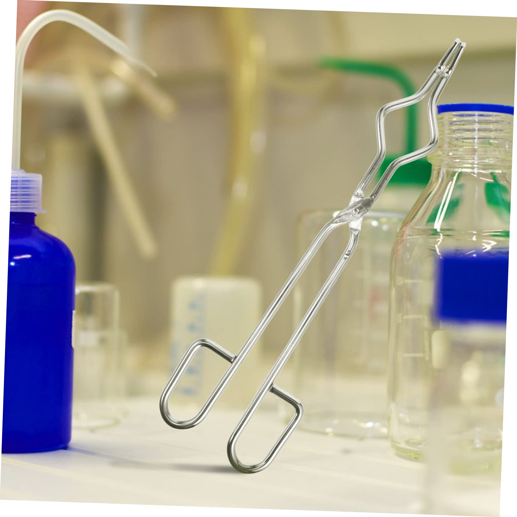 NAMOARLY 1pc Flask Clamp Melting Furnace Pliers Laboratory Accessories Refining Casting Tool Laboratory Tools Crucible Lifting Tongs Forceps Clamp Furnace Pliers for Science Lab Tool Silver