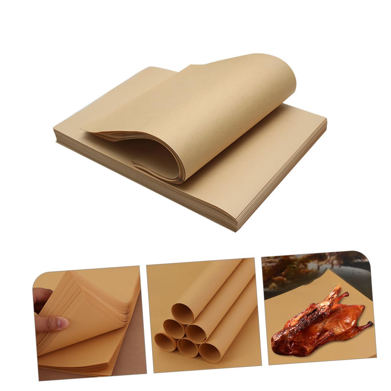 Cabilock Papel para Envolver Alimentos Antigrasa 29x29 Cm 70 G sin Recubrimiento Papel de Pulpa de Madera para Queso y Sándwiches Uso Alimentario para Cocina y Restaurante Pack 300 Hojas