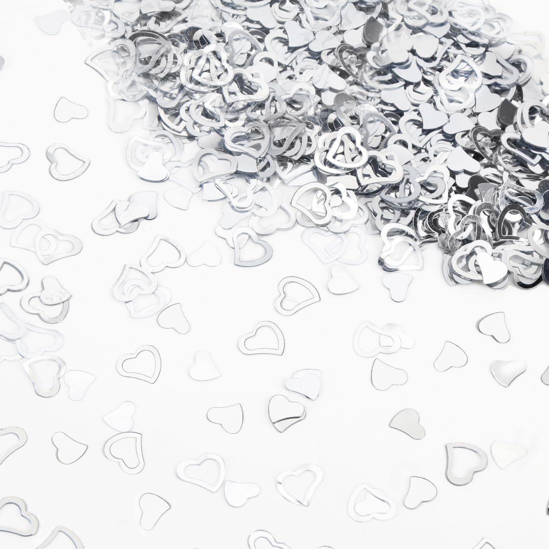 Corazones de confeti de la boda de plata,Glitter mesa de confeti, decoración de la mesa de la boda para el cumpleaños de la boda bautizo Baby Party（Plata）