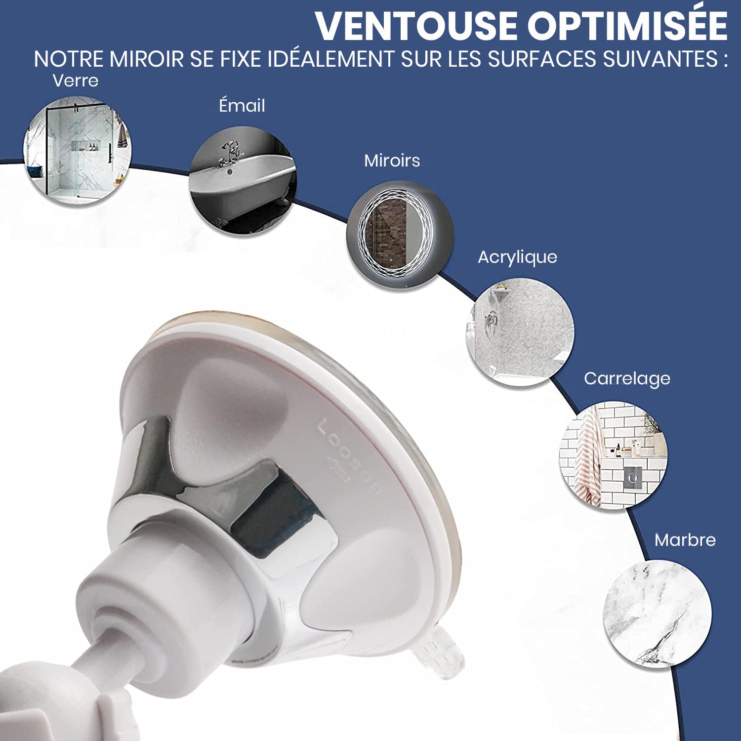 Mirrorvana Miroir de Douche Anti buée pour Rasage avec Ventouse, Petit Miroir incassable sans adhésif pour Salle de Bain, 16 cm x 16 cm