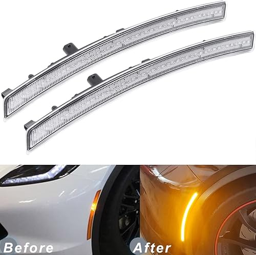 Miniatura 12 de NJSBYL Corvette C7 - Luces reflectoras LED para Chevy Corvette C7 2014-2019, luces de señal de giro traseras LED rojas, luces antiniebla traseras