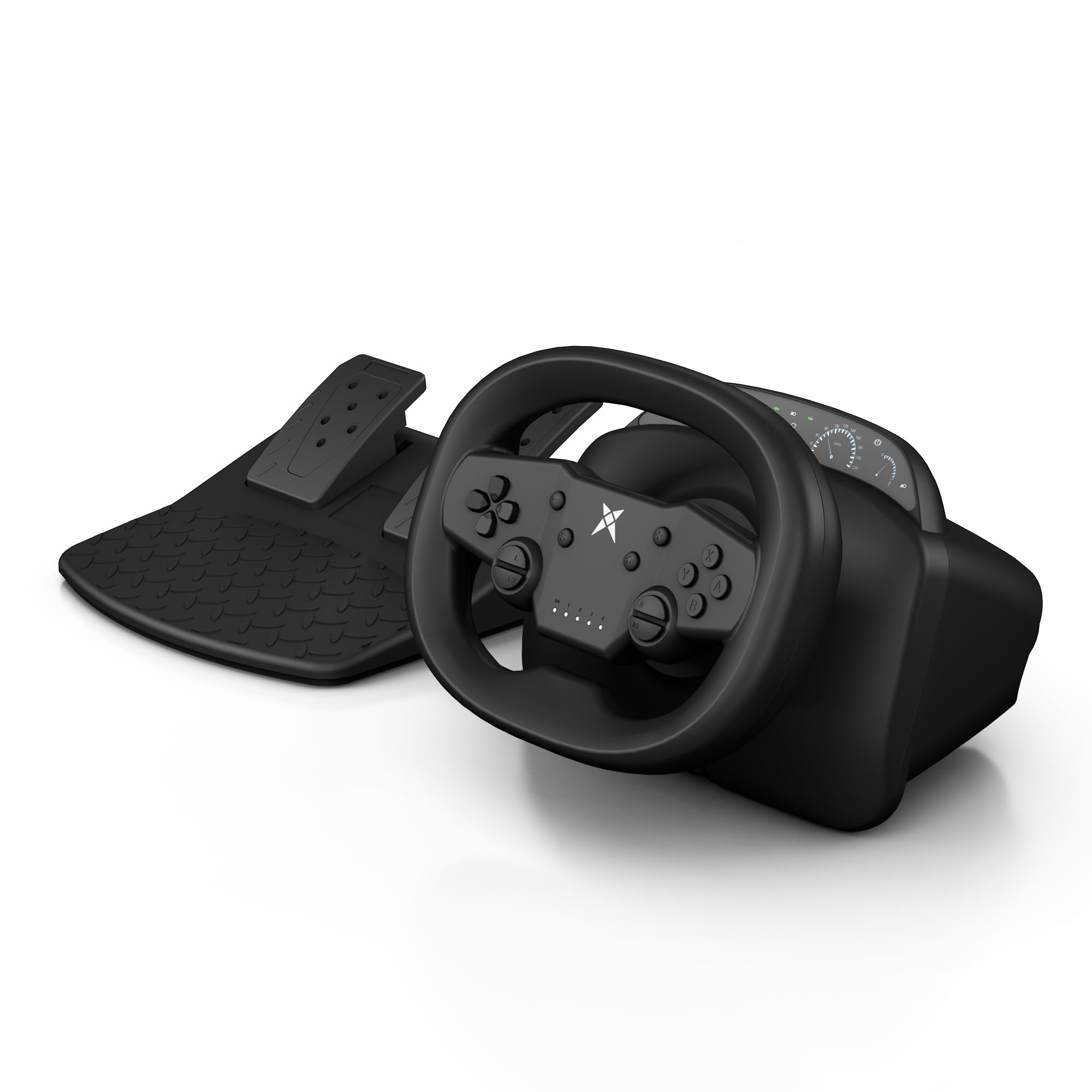 NBCP Gaming Lenkrad mit Pedalen,270 Grad PC Rennrad mit Dual-Vibration-Motoren,Drahtlose Bluetooth-Verbindung Lenkrad für P-4, PC, Switch, P-3, IOS, Android Rennspiele