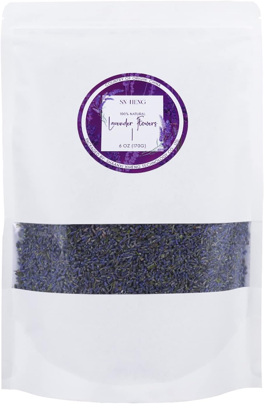SN-HENG Lavender Dried Buds, 100% Natural Premium Lavender Flowers, Solid Fragrance, 170g (6oz) Bag