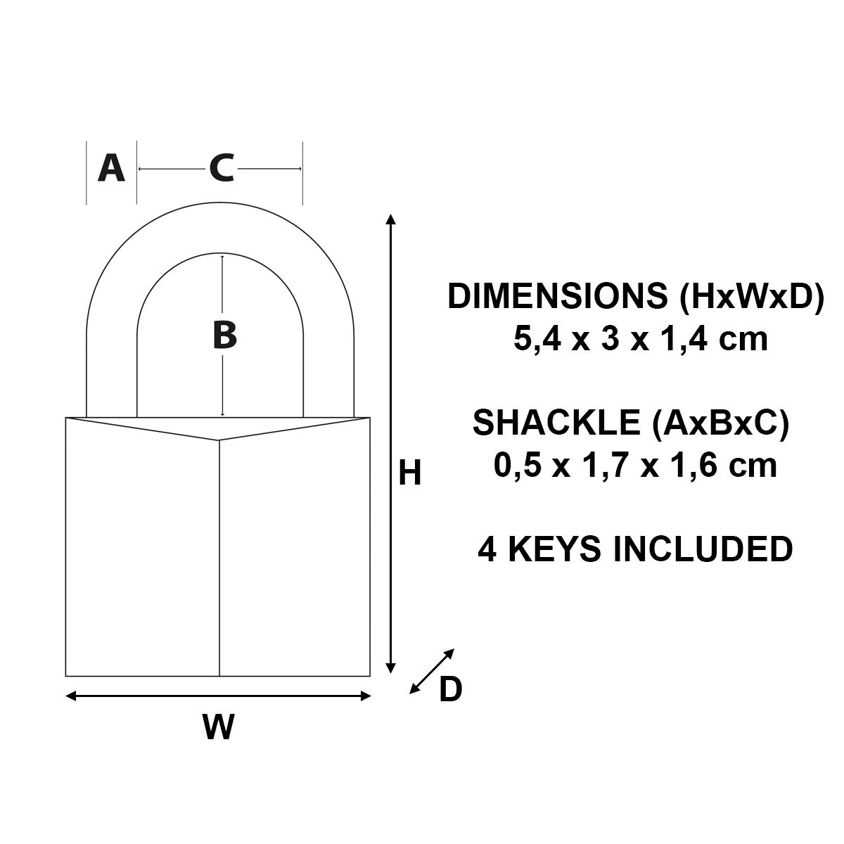 Master Lock 2930EURD Ekstra Kalın Prinç Anahtar Asma Kilit, Altın, 5,4 x 3 x 1,4 cm