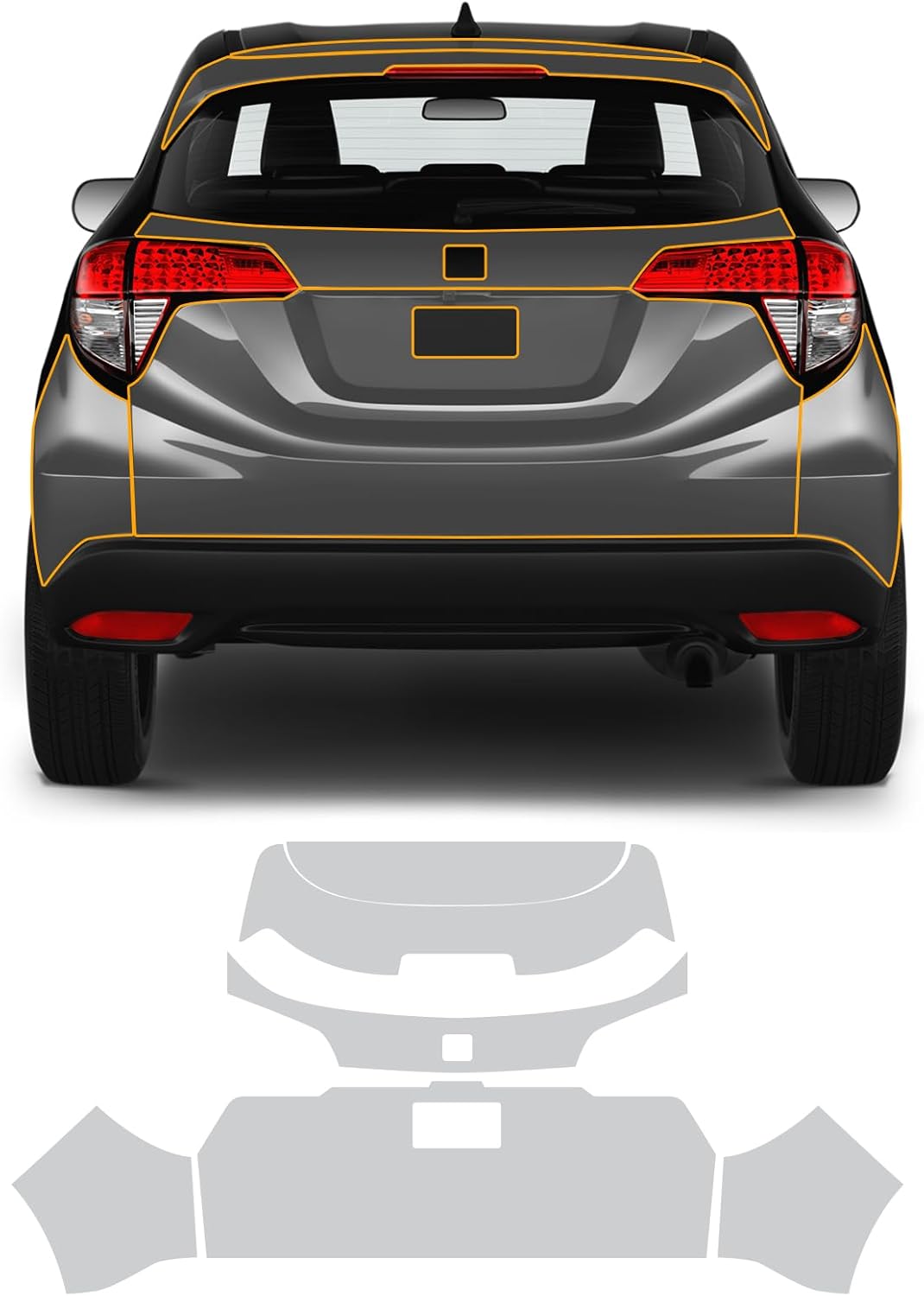 for Honda HRV 2019-2022 Precut Car Paint Protective Film PPF Self Healing TPU HD Film Scratch Protector Exterior Accessories (Trunk + Rear Bars 6Pcs)