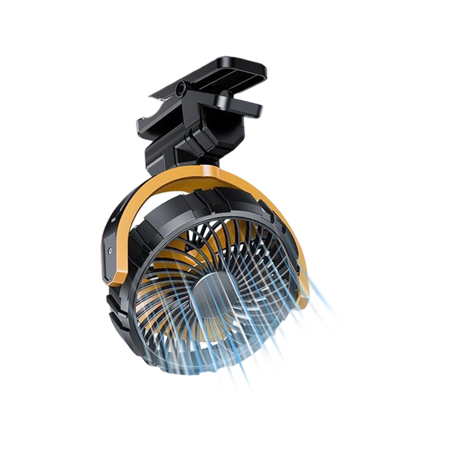 Buxuaaaa 2000mAh Desk Fan Small Clip on Fan Portable Cooling 900 Degree Rotatable 3 Speed Strong Low Noise Rotation Quiet Cooling